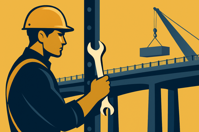 橋梁工事の作業員