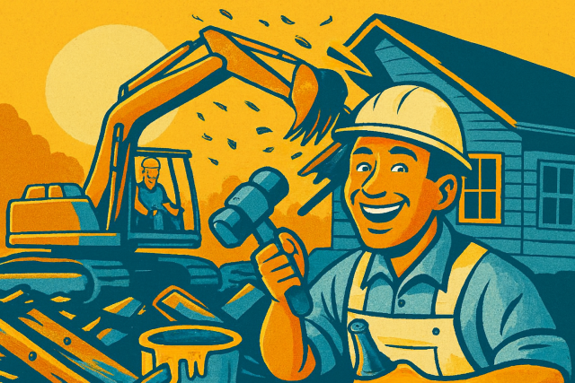 解体工事業 神山和幸行政書士事務所 解体工事中の作業員さん